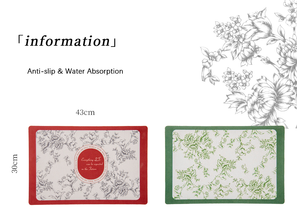 Sustainable Light Green Ceramic Dinnerware Set With Water Proof Flower Placemat