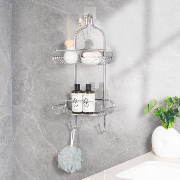 Buy cheap 2 Tiers Bathroom Organizer Small Hanging Shower Caddy Stainless Steel from wholesalers