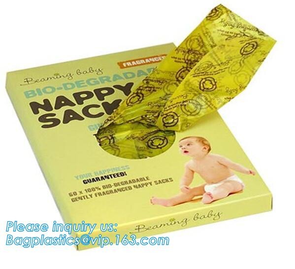 Biodegradable Compostable Scented High Quality HDPE Plastic Baby Nappy Sacks Baby Diaper Bags with Tie Handles, bagease