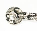 1CM Wide Snake Print Belt Womens With Round Covered Buckle