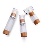 50ml Empty Airless Pump Bottles bamboo Refillable Plastic Vacuum Cosmetic