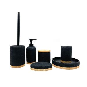Wholesale Black Fabric Look Polyresin Bathroom Accessories Set For Hotel Home Bathroom from china suppliers