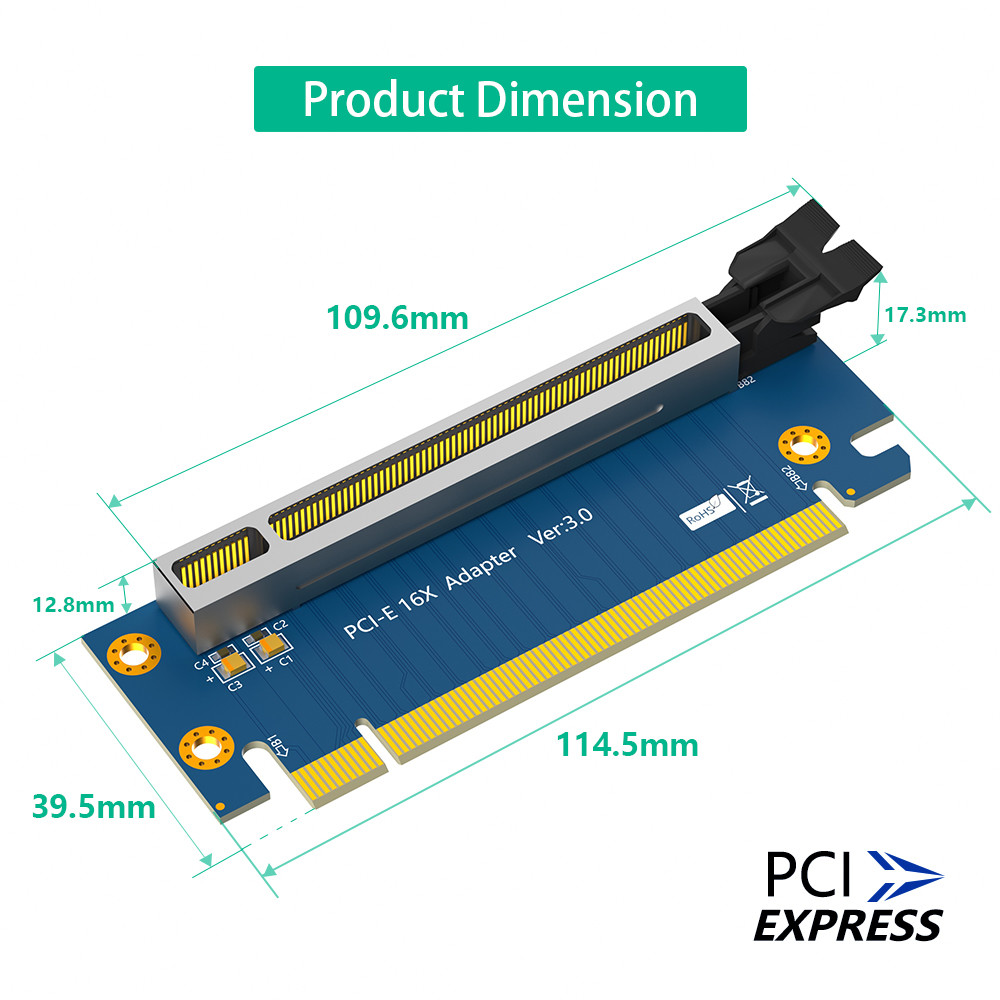 PCI-Express 3.0 16x Riser Card, PCI Express 3.0 16X 90 Degree High Speed Riser Card For 2U server