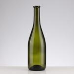 Empty 750ml Olive Green Round Glass Wine Bottle with Cork Hot Stamping Surface