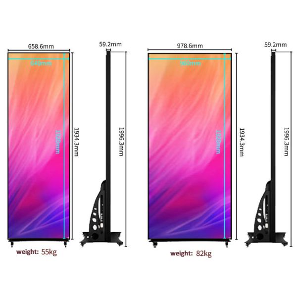 Factory Supply Indoor Foldable LED Full Screen Digital Poster Display Screen