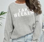 Casual Printed Crew Neck Sweatshirts Embroidered Women Pullover Sweatshirt