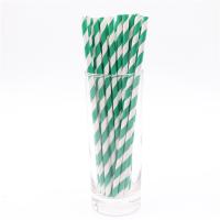 Buy cheap 197mm 6mm Party Supplies Green And White Holiday Disposable Paper Straws product
