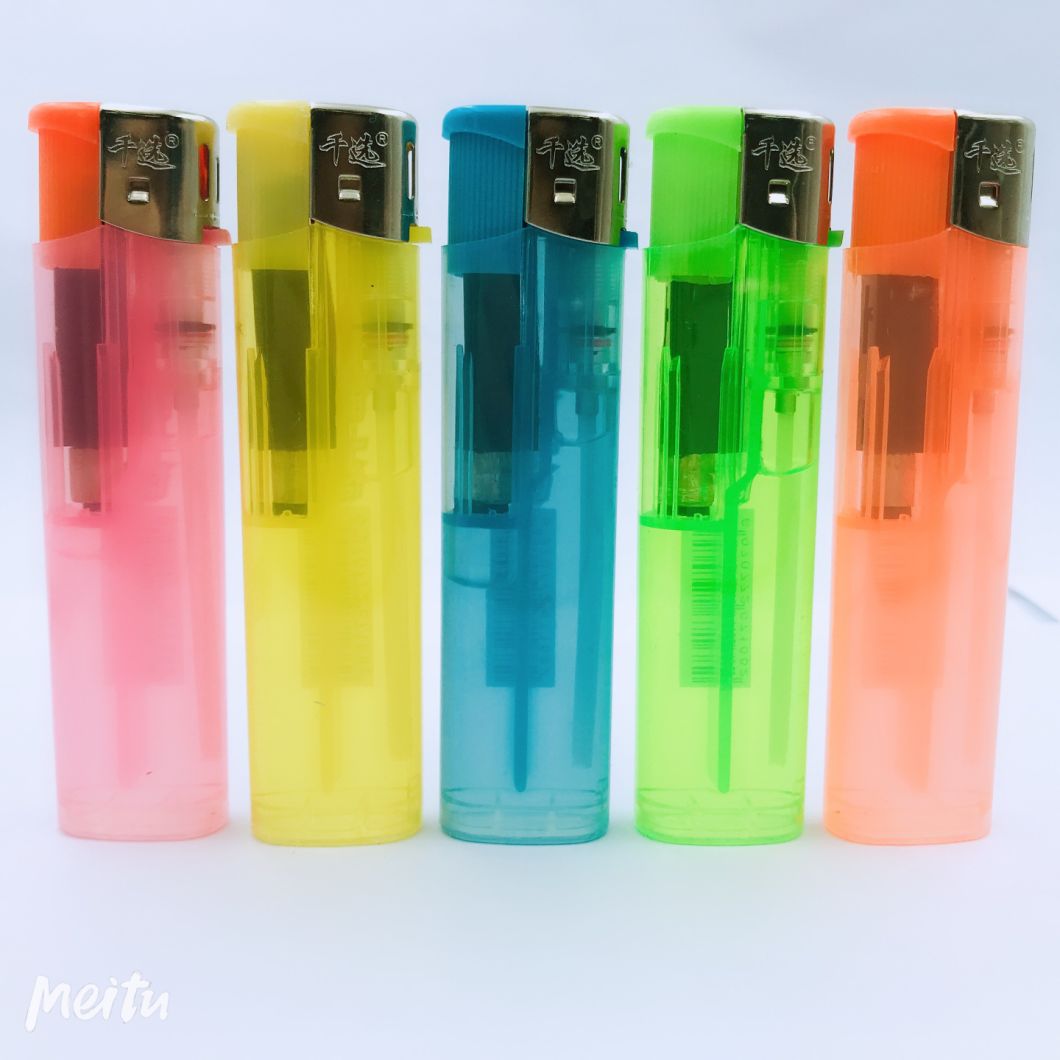 Dongyi Premium Electronic Slim Cigarette Lighters Transparent Color Body with Nickel Wind Cap Dy-062