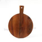 Large Round Acacia Wood Cutting Board with Handle Perfect for Kitchen Charcuteri