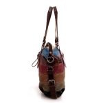 TREND NEW RAINBOW STRIPED CANVAS BAG FASHION PATCHWORK WOMEN'S BAG WATER WASH
