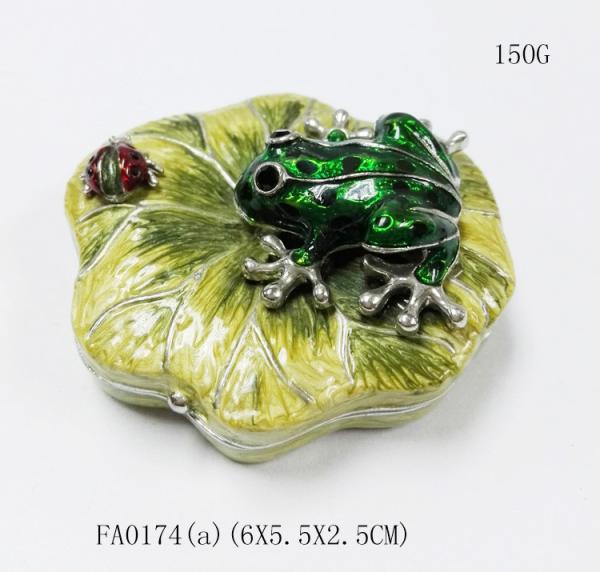 Buy cheap Handmade Pewter Frog jewelry box metal gift box Frog trinket box from wholesalers