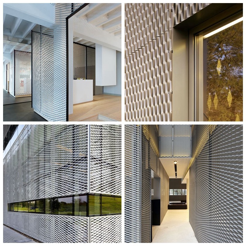 Wall Covering Decorative Expanded Metal Mesh Screen Panels 80mm Width Anodized