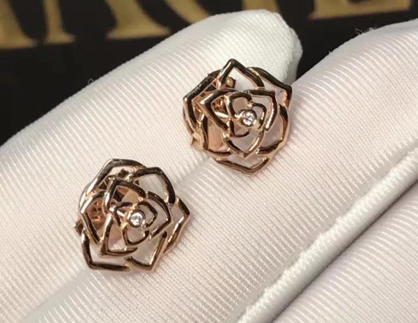 Buy cheap Piaget brand jewelry 18kt Rose earrings in 18K rose gold set with 2 brilliant-cut diamonds (approx. 0.01 ct). from wholesalers