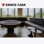 Hotel Leisure Furniture Fixed Multi Person Sofa Wabi Sabi Style Wooden Pillar