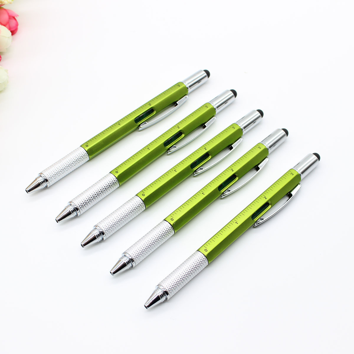 0.5 mm Gel Pen with Ruler Level Stylus and Screwdriver Small Size Big Functionality