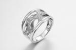 Round Hole Cubic Zirconia Eternity Ring 4.93g Sterling Silver Rings For Women