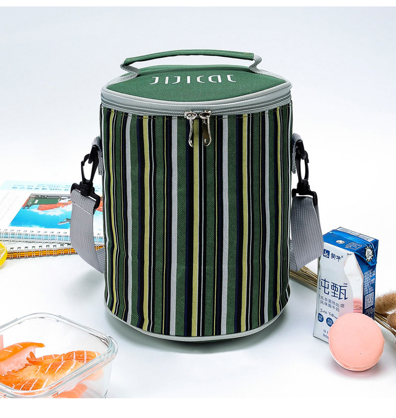 Barrel Shape Polyester Insulated Tote Lunch Bag