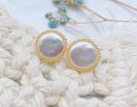 Vintage Gold Color Earrings Set Round Shape Pearl Earrings For Women Simple