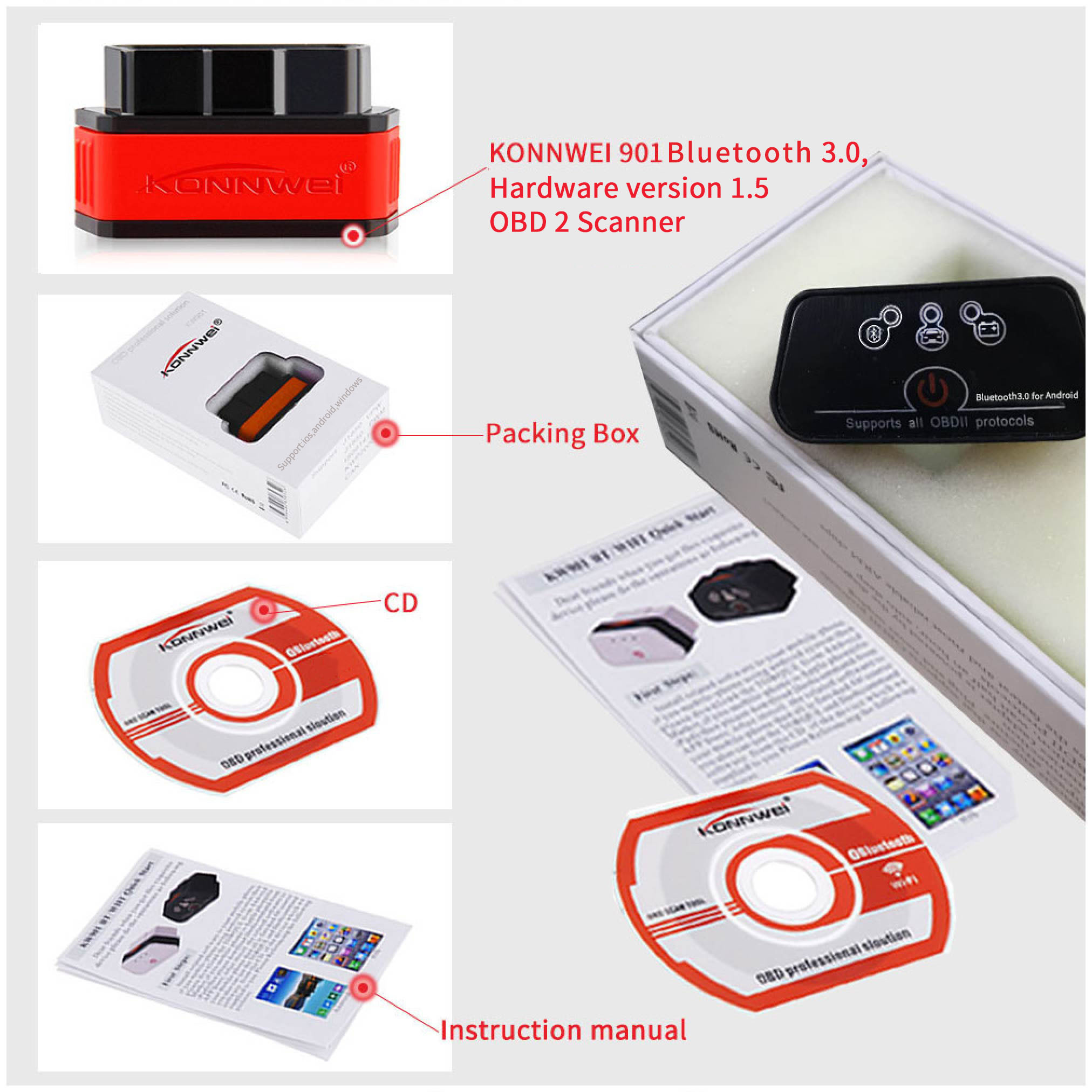 Elm327 Bluetooth Autel Bosch Ancel Obd2 Scanner Diagnostic Machine For All Cars
