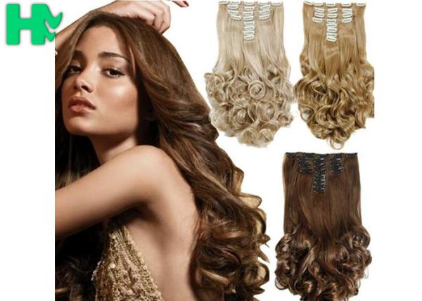 Buy cheap 8 Inch – 30 Inch Clip On Synthetic Hair Extensions With Blonde Curly Body Wave from wholesalers
