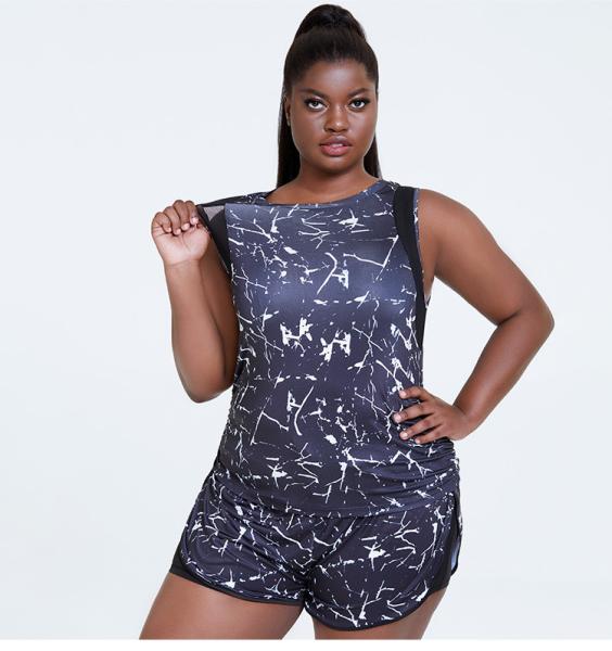 Buy cheap Quick Dry 180g Printed Tank Tops Women'S Plus Size Yoga Wear Navy from wholesalers
