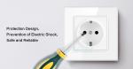 Power Socket,16A EU Standard Electrical Outlet 86mm * 86mm white Crystal Glass