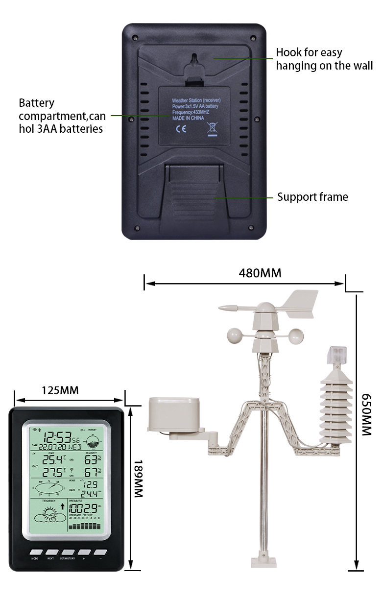 Temperature Monitoring Wireless WIFI Transmission of Outdoor Weather Station Data within 100m