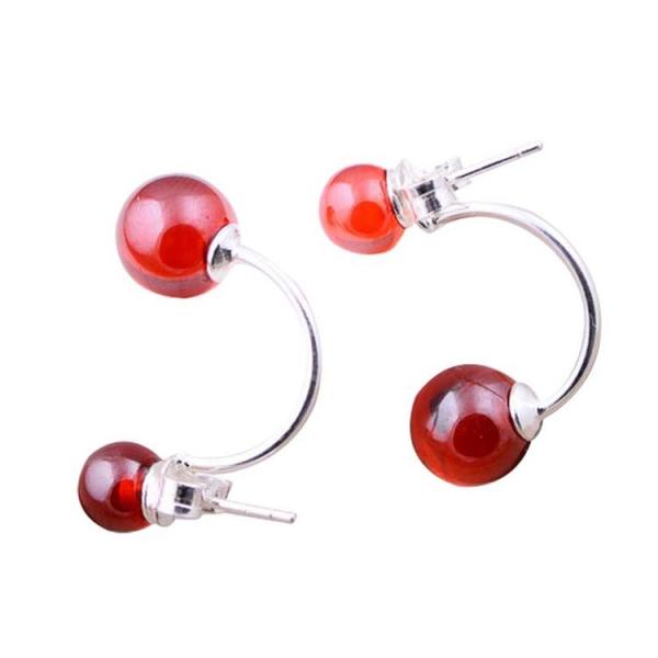 Buy cheap 925 Sterling Silver Double Garnet Hoop Earrings (XH0488) from wholesalers