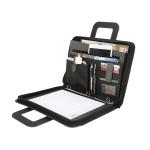 Elegant Zippered PU Leather Leather Business Portfolio Binder Navy Blue & And
