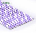 Purple Striped Christmas Paper Straws Biodegradable Eco Friendly
