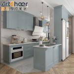 Sale Shaker Grey Solid Wood Kitchen Cabinet with Laminated Bullnose Countertop
