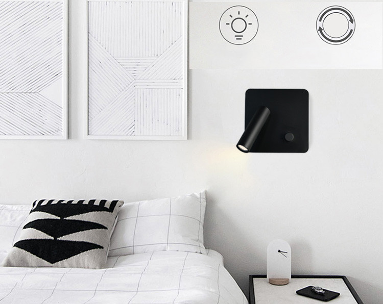 LED Wall Lamp With Dimming Switch 3W Bedside wall lamp Bedroom Reading Wall Sconce Light For book room Hotel Apartment