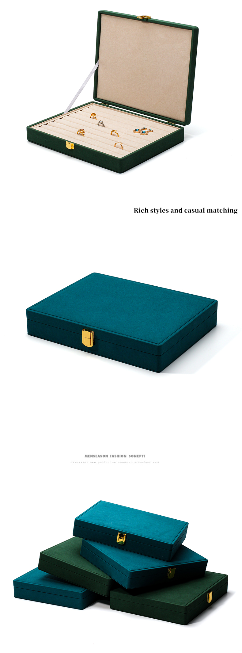 Spacious Space Velvet Jewellery Box Multiple Cells Jewelry Display Box Custom Logo