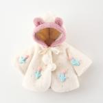 Cute Children'S Girls Heavy Winter Red Hooded Cape Coats Little Ears Hat