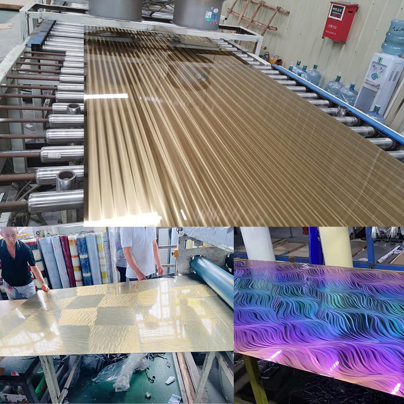 Grade 201 304 8K Mirror Finish Polish Stainless Steel Pattern with lines wavy pattern for decoration and design building