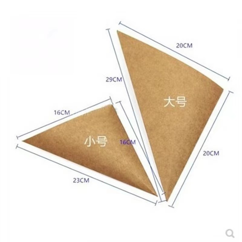 Custom Print Logo Biodegradable Paper Triangle Packaging Waffle Cone Holder Crepe Take Away Box