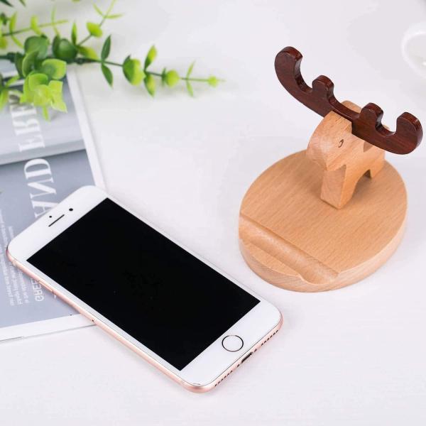 Buy cheap Natural Wooden Cell Phone Stand, Ecofriendly Smartphone Holder, Cute Cartoon Deer Office Mobile Phone Base from wholesalers