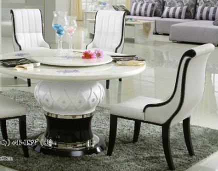Buy cheap club 8 persons round marble table with Lazy Susan from wholesalers
