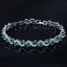 Buy cheap Trendy Leaf Charm Cubic Zirconia Bracelet & Bangles for Bride Bracelets Jewelry Sliver Color Clear CZ Crystal Bangles from wholesalers