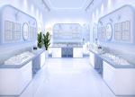 LED Light Modern Jewelry Display Cases 8mm Ultra White Tempered Glass