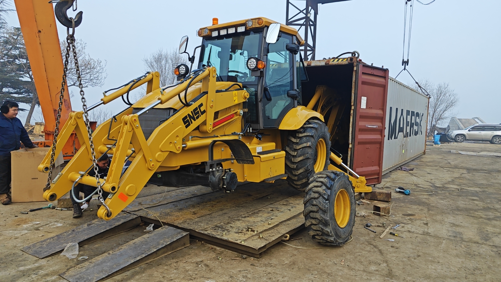 Backhoe Loader Shanmon 388H 4x4 2500kg Excavator Loader Retroexcavadora for Operation