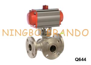Wholesale L T Pattern 3 Way Pneumatic Flanged Ball Valve Stainless Steel from china suppliers