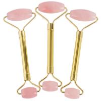 Buy cheap 145mm Length Rose Quartz Jade Roller Double Duty Stainless Steel Handle product