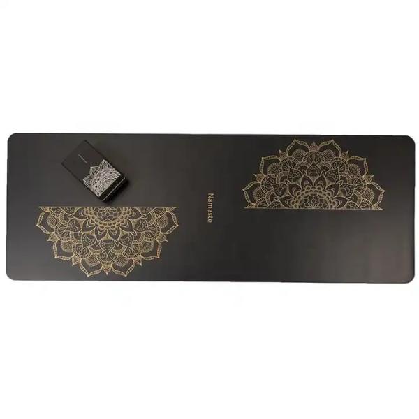 Buy cheap Eco Friendly Private Label Custom Wholesale 4mm Hot Gold Stamping UV Printing Black Natural Rubber PU Leather Yoga Mat from wholesalers