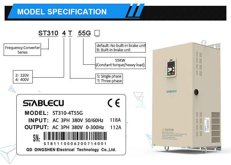 Single Phase And Three Phase 220V Pump Frequency Inverter 45KW 55KW