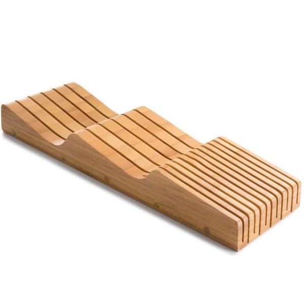 Natural Bamboo 15-Slot In Drawer Knife Block Organizer with Eco-Friendly