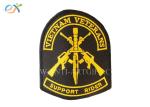 100% Rayon Thread Iron On Embroidered Patches Size Customized With Paper Coated