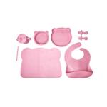 Durable Silicone Baby Feeding Set 6 Pcs BPA Free Plates Straw Sippy Cup