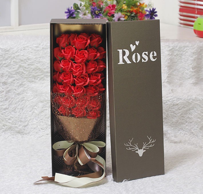 Hot Sale Luxury Custom Festival Rose Flower Cardboard Flower/Gift Paper Box with Lid