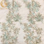 140Cm Width 3D Embroidery Lace Fabric With African Beaded 5 Yards